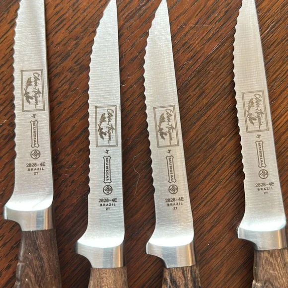 🇧🇷 Set of 5 MUNDIAL steak knives & 1 fish knife. Stamped Olivier Anquier. Brazil - Picture 6 of 12